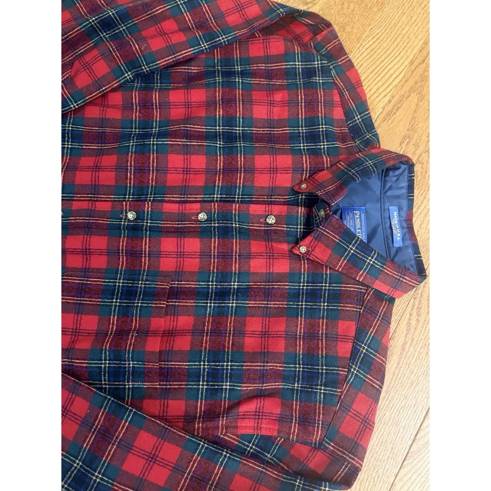 Vintage Pendleton Shirt XL Red Plaid 100% Wool Clan Maclean Tartan Made In USA